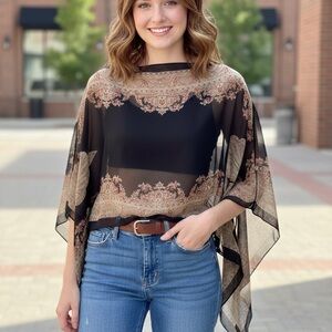 Elegant Black and Tan Women's Top